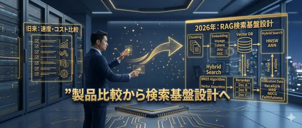 ベクトルDBは、意味検索の保存先から、RAG検索パイプラインを支える運用基盤へ変化している。