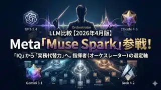 LLM比較2026年4月版｜ChatGPT・Claude・Gemini・Grok・Meta AI＋Muse Spark
