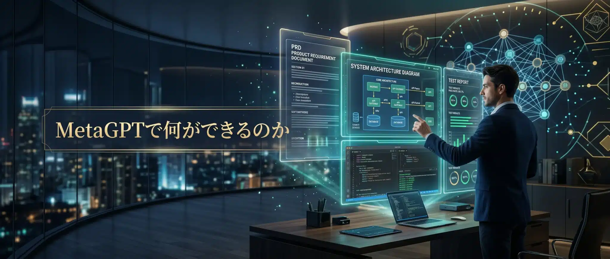 MetaGPTは、1行の要件からPRD、設計書、コード、テスト、ドキュメントまでを生成し、開発工程の流れを体験・検証するために使えます。
