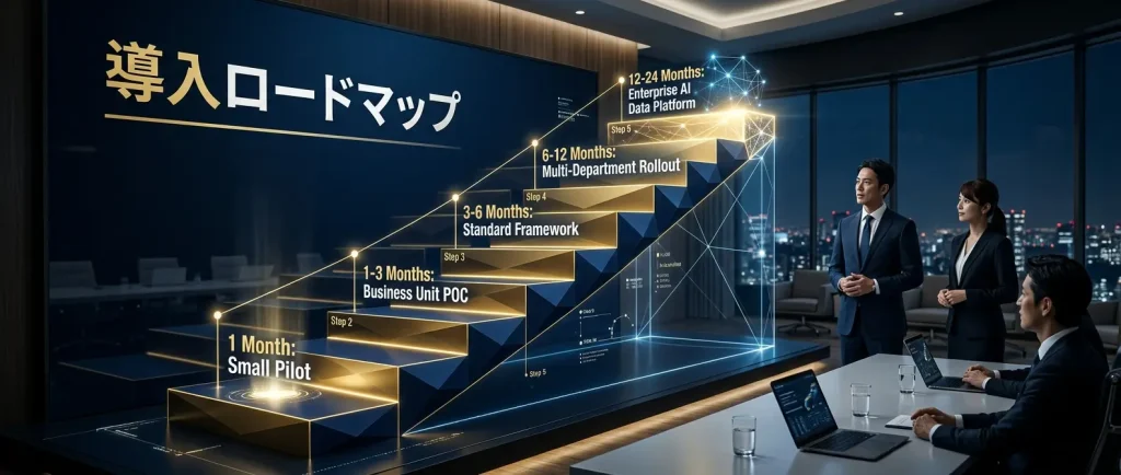 導入ロードマップ：小さく試し、全社基盤へ広げる