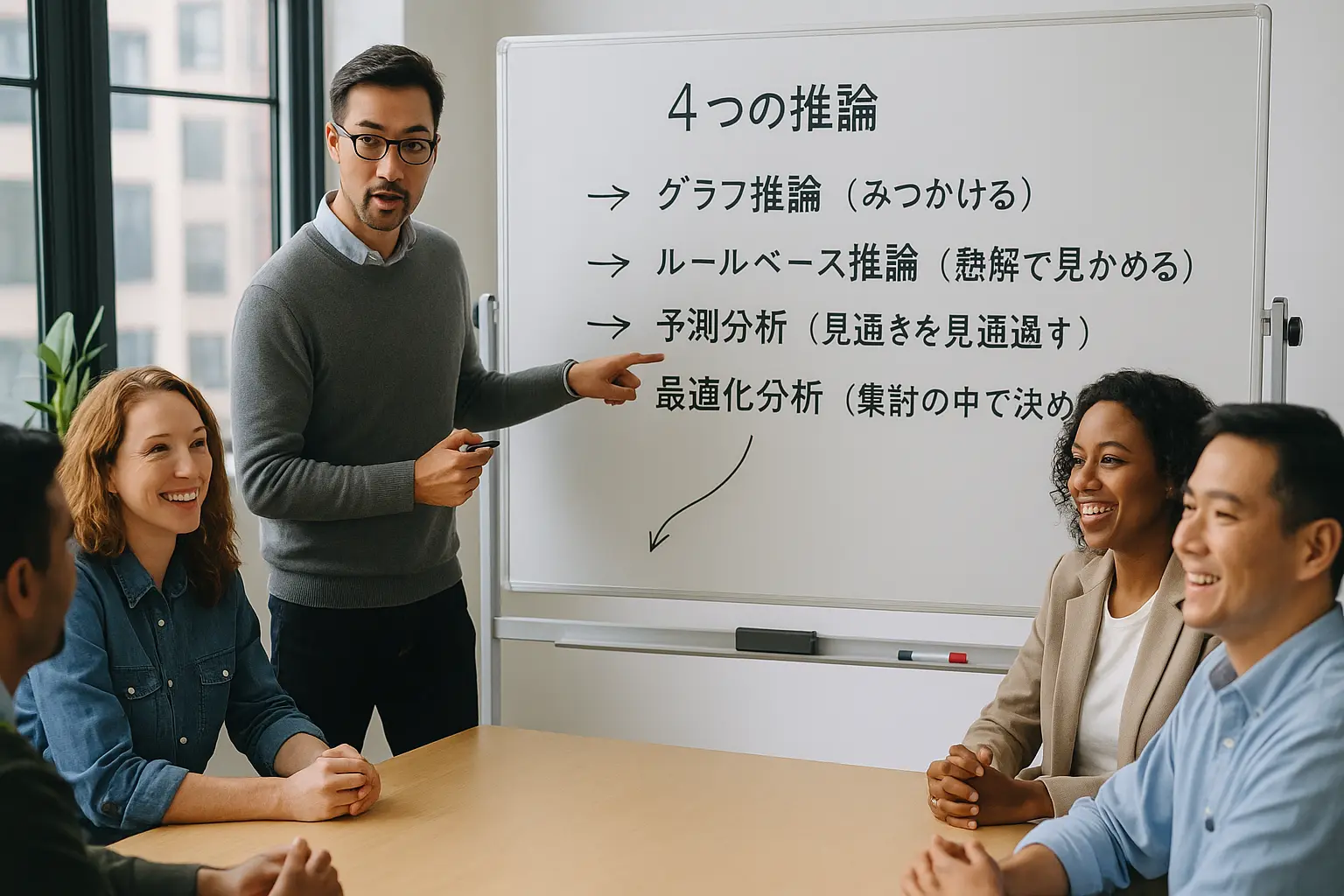 4つの推論を同じ土台で回す:グラフ推論/ルールベース推論/予測分析/最適化分析