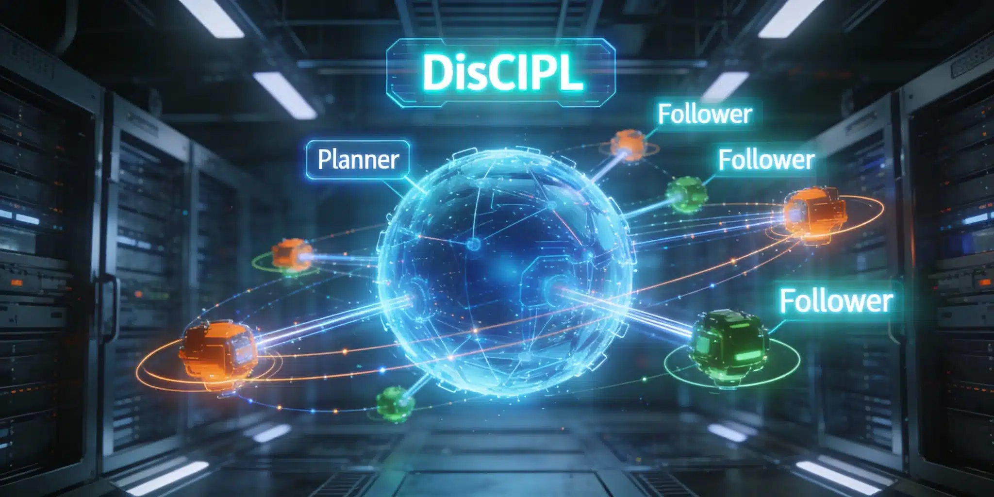 図1:DisCIPL(MIT(CSAIL)+Yale)におけるプランナー(戦略立案)とフォロワー(実務実行)の分業構造イメージ