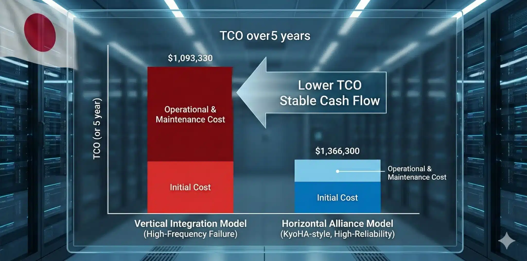 KyoHAが狙う市場の選び方(価格よりTCOと信頼性を重視する土俵)を示すイメージ