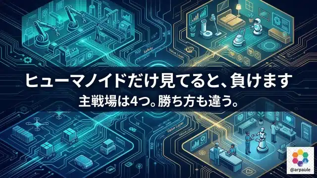 ”ヒューマノイドだけ見てると、負けます”、その下に”主戦場は4つ。勝ち方も違う。”