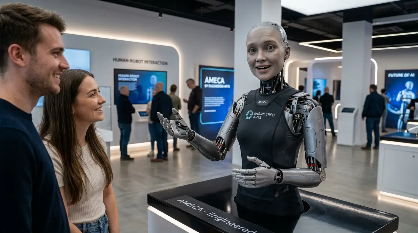 Engineered Arts「Ameca」の画像をgensparkで生成した。