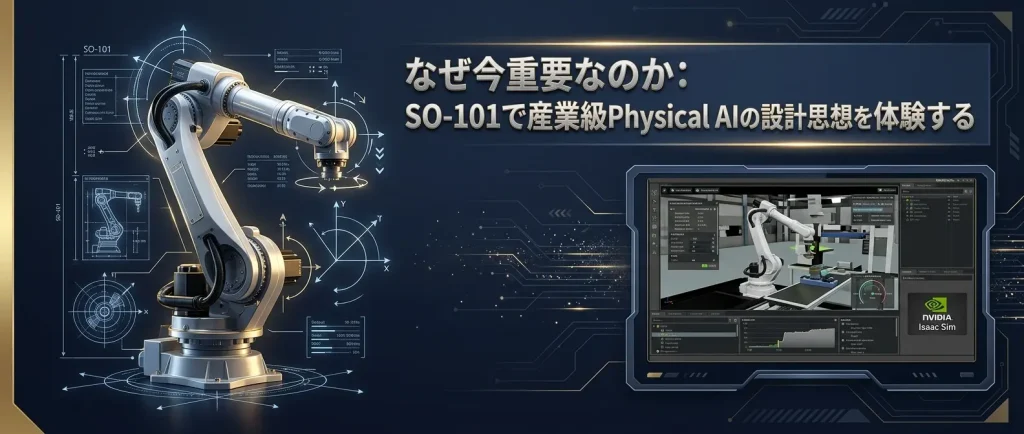 SO-101の価値は、安価な実機で産業級Physical AIの設計思想を小さく体験できる点にある。