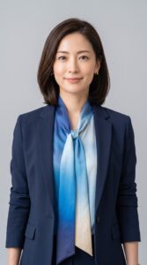DomoAI Omni Referenceで顔と表情を参照させるために使用した女性案内人のバストアップ画像